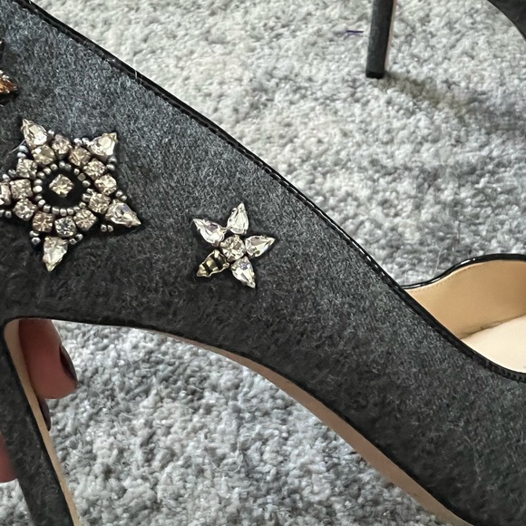 Authentic Jimmy Choo Gray Flannel Rhinestone Pumps - Size 37.5 - Picture 5 of 5